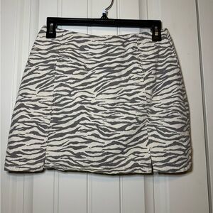 Altar’d State Denim Zebra Print Miniskirt